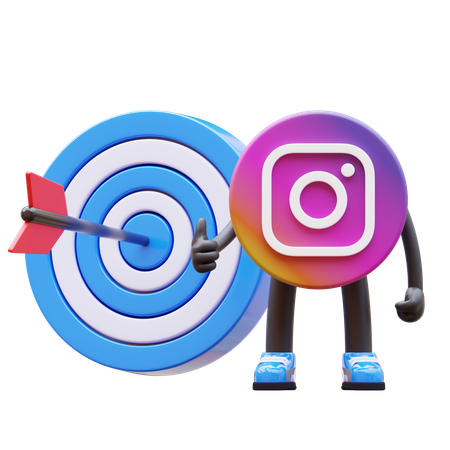 Free Instagram Logo Showing Target Hit With Arrow And Showing Thumbs Up  3D Illustration