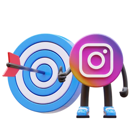 Free Instagram Logo Showing Target Hit With Arrow And Showing Thumbs Up  3D Illustration