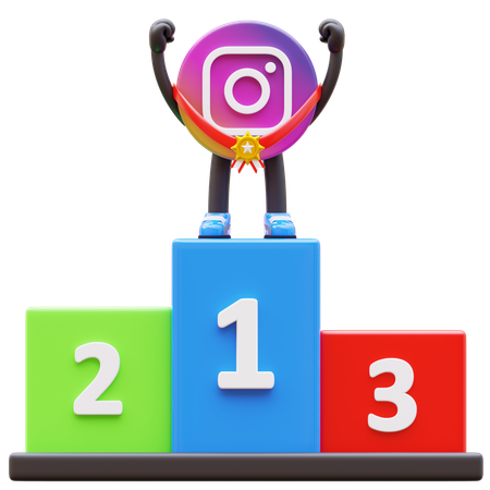 Free Instagram Logo Standing Proudly On Winner Podium  3D Illustration