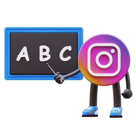 Free Instagram Logo Teaching Abc On Blackboard  3D Illustration