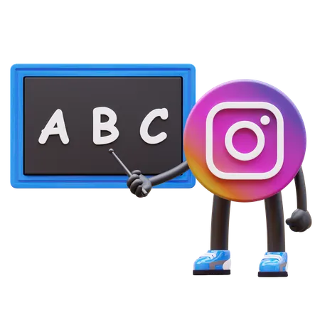 Free Instagram Logo Teaching Abc On Blackboard  3D Illustration