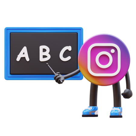 Free Instagram Logo Teaching Abc On Blackboard  3D Illustration