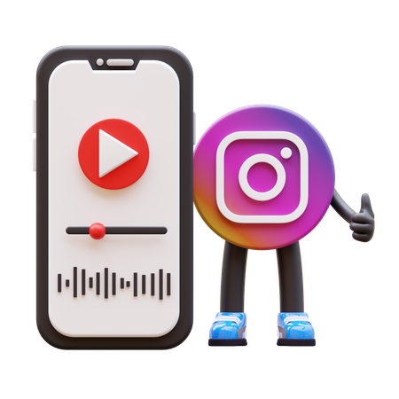 Free Instagram Logo With Video On Phone  3D Illustration