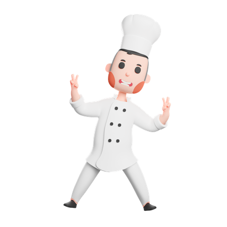 Free Jeune chef montrant le geste de la victoire  3D Icon