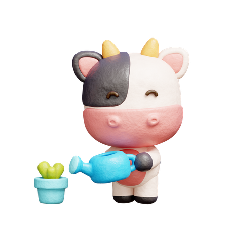 Free Jolie plante d'arrosage de vache  3D Icon