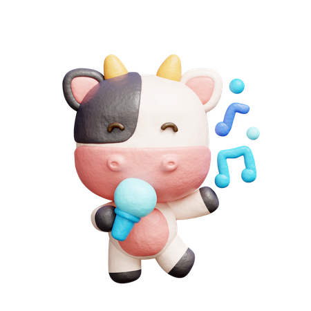 Free Jolie vache dansant et chantant avec un microphone  3D Icon