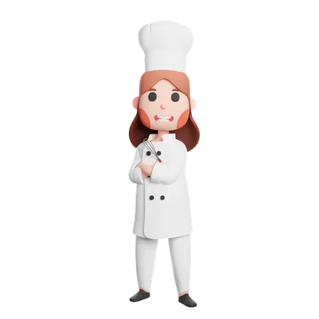 Free Jovem chef em pé com os braços cruzados  3D Illustration