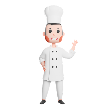 Free Joven chef agitando la mano  3D Illustration