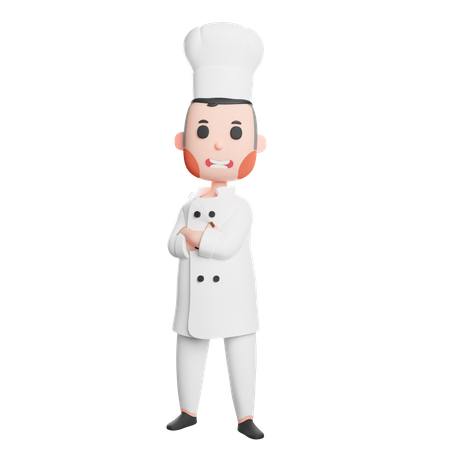 Free Joven chef de pie con los brazos cruzados  3D Illustration