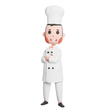 Free Joven chef de pie con los brazos cruzados  3D Illustration