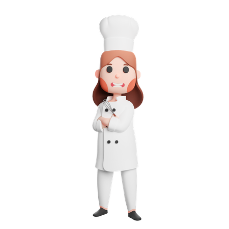 Free Joven chef de pie con los brazos cruzados  3D Illustration