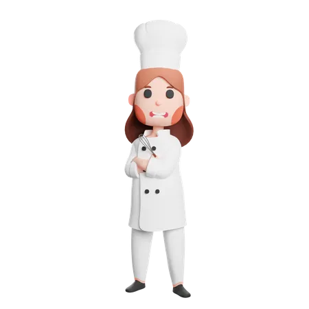 Free Joven chef de pie con los brazos cruzados  3D Illustration