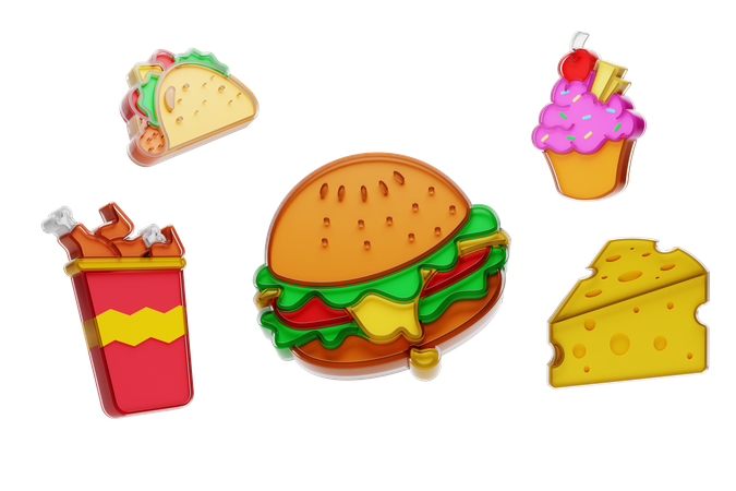 Free Junk Food 3D Illustration