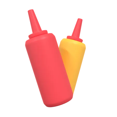 Free Ketchup Bottles  3D Illustration