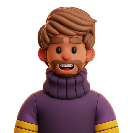 Free Kurzhaar-Mann mit Pullover  3D Icon