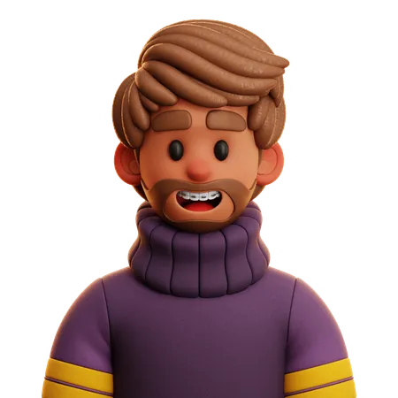 Free Kurzhaar-Mann mit Pullover  3D Icon