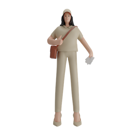 Free Lady delivering Post  3D Icon