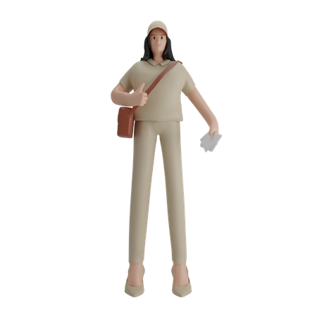 Free Lady delivering Post  3D Illustration