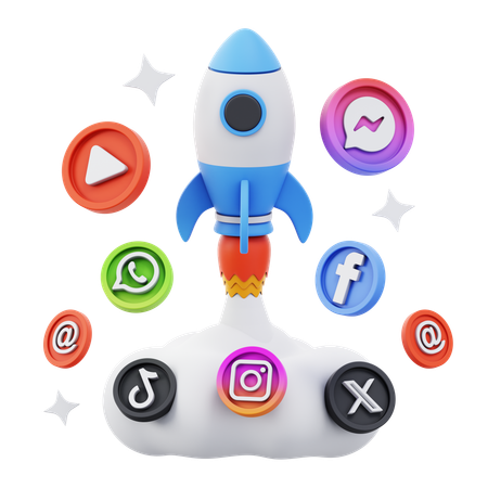 Free Lanzamiento de redes sociales  3D Icon