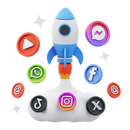 Free Lanzamiento de redes sociales  3D Icon
