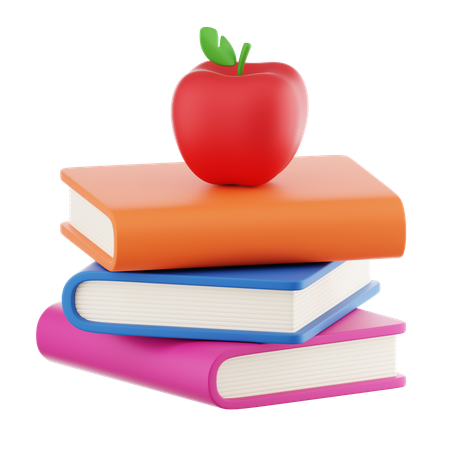 Free Libros y manzana  3D Icon