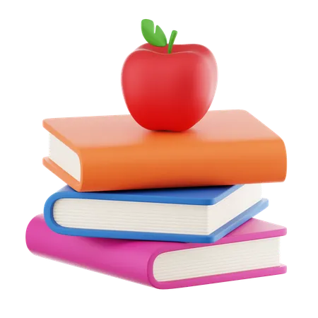 Free Libros y manzana  3D Icon