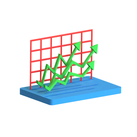 Free Line Chart Growth  3D Icon