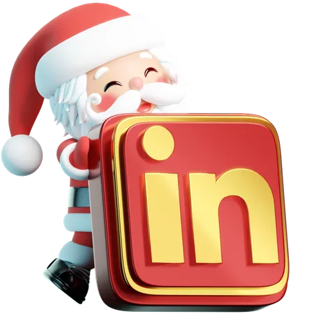 Free Linked In Portrays Santa Holding The Linked In Logo Within A Professional 3 D Setting Connecting Holiday Opportunities With A Professional Touch 3D Icon