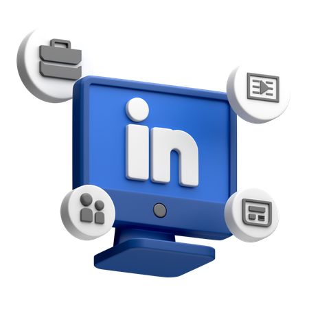 Free LinkedIn auf dem Desktop-Monitor  3D Icon