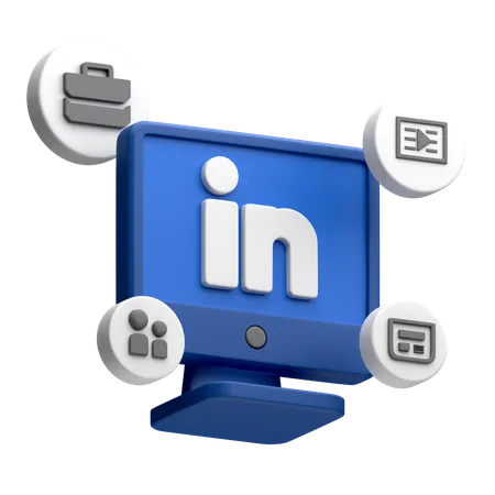 Free LinkedIn auf dem Desktop-Monitor  3D Icon