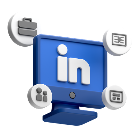 Free LinkedIn sur un écran de bureau  3D Icon