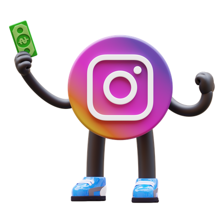 Free Logo Instagram : conserver de l'argent tout en gagnant de l'argent  3D Illustration