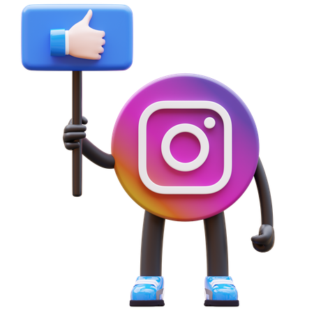 Free Logo Instagram tenant un signe « J'aime »  3D Illustration