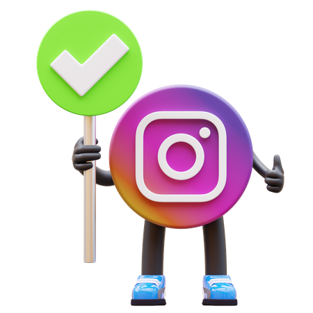 Free Logo Instagram tenant une coche  3D Illustration