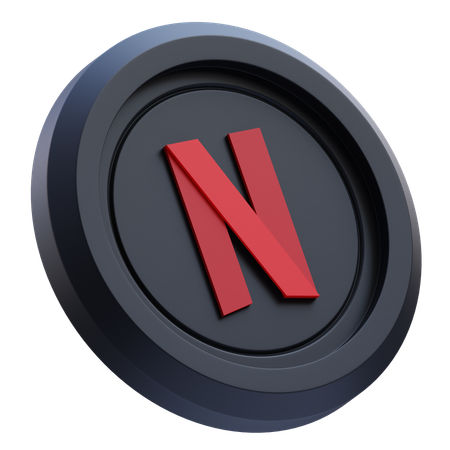 Free Logo Netflix sur pièce circulaire noire  3D Icon