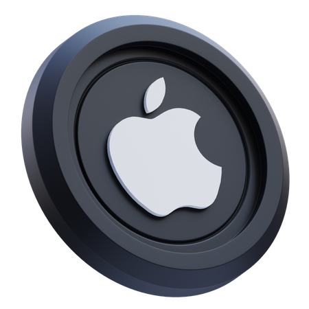 Free Logotipo de Apple en una moneda circular negra  3D Icon