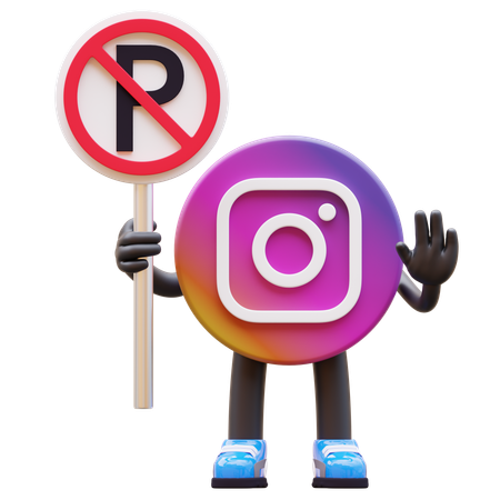 Free Logotipo de Instagram con señal de prohibido estacionar  3D Illustration