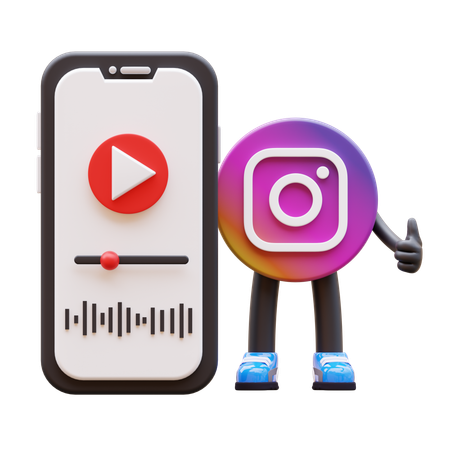 Free Logotipo de Instagram con vídeo en el teléfono  3D Illustration