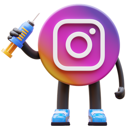 Free Logotipo do Instagram segurando uma seringa enquanto se prepara para injetar  3D Icon