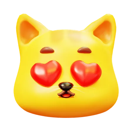 Free Cute Cartoon 3 D Love Orange Cat Head Emoji Emoticon Funny Icon Set Front Face With Various Emotions 3D Icon