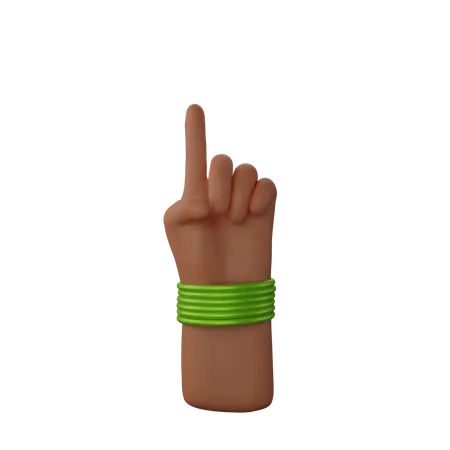 Free Main avec des bracelets montrant le geste du doigt vers le haut  3D Illustration
