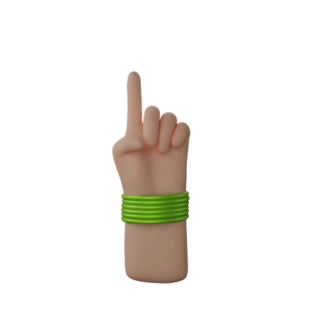 Free Main avec des bracelets montrant le geste du doigt vers le haut  3D Illustration