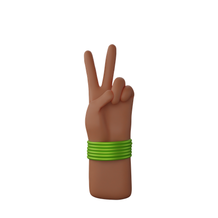 Free Main avec des bracelets montrant le signe de la victoire  3D Illustration