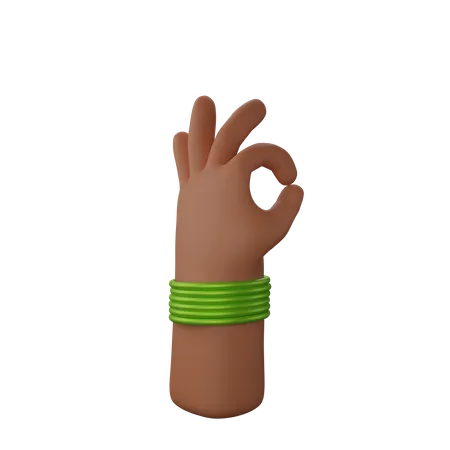 Free Main avec des bracelets montrant un geste correct  3D Illustration