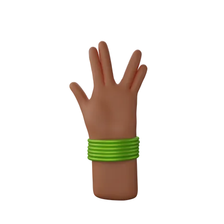 Free Main avec des bracelets montrant un signe de rayon  3D Illustration