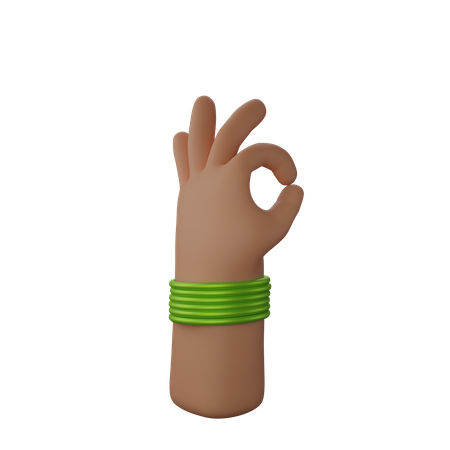 Free Main avec des bracelets montrant tout le geste ok  3D Illustration