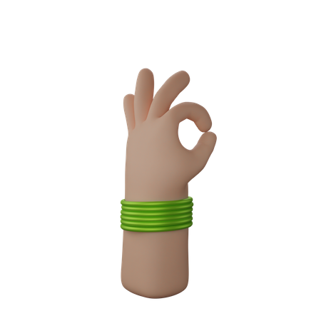 Free Main avec des bracelets montrant un geste tout va bien  3D Illustration