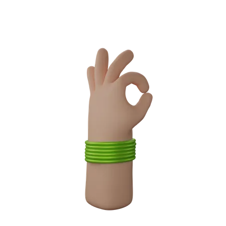 Free Main avec des bracelets montrant un geste tout va bien  3D Illustration