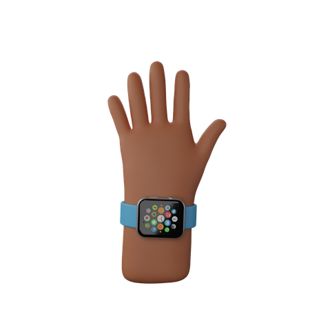 Free Main avec montre intelligente montrant le geste d'arrêt  3D Illustration