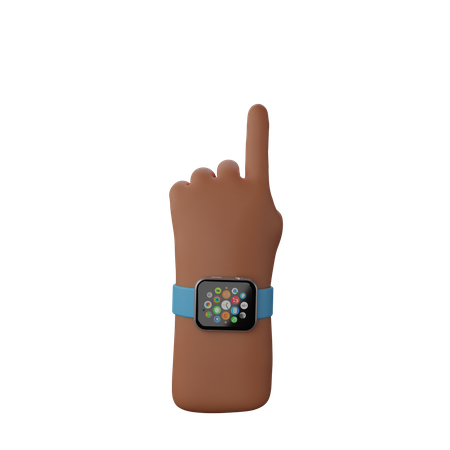 Free Main avec montre intelligente montrant le geste du doigt vers le haut  3D Illustration